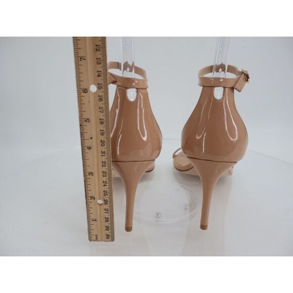 Stuart Weitzman Nudist Sandals Womens 11 B Brown Beige Patent Leather Stiletto - Picture 5 of 12